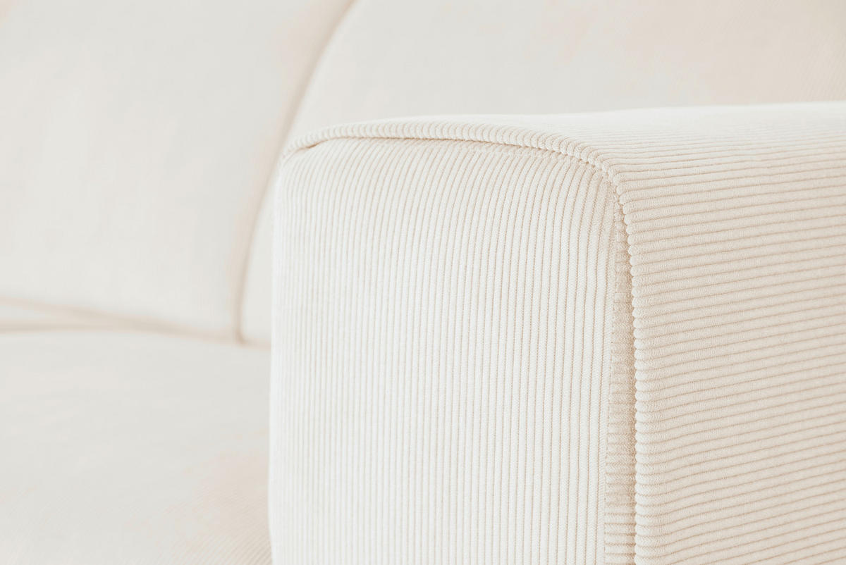 ECKSOFA ERNO Beige Cord  - Beige/Schwarz, Design, Textil/Metall (262/183cm) - MID.YOU