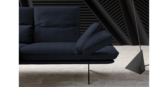 ECKSOFA in Echtleder Dunkelblau  - Gelb/Schwarz, Design, Leder/Metall (130/210cm) - Dieter Knoll