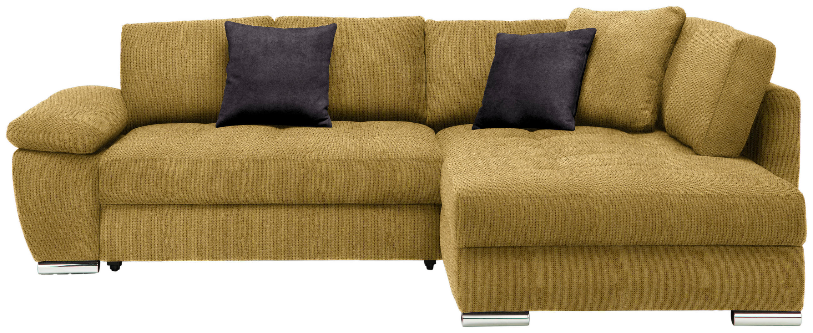 ECKSOFA in Webstoff Gelb  276/212 cm  - Chromfarben/Dunkelgrau, Design, Kunststoff/Textil (276/212cm) - Carryhome