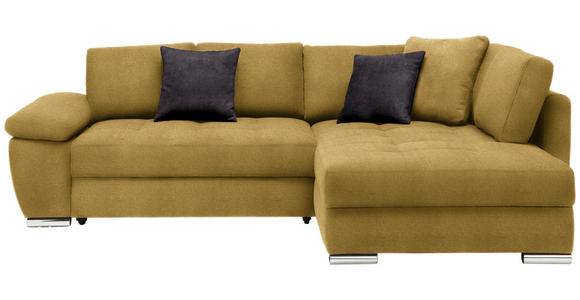 ECKSOFA in Webstoff Gelb  - Chromfarben/Dunkelgrau, Design, Kunststoff/Textil (276/212cm) - Carryhome