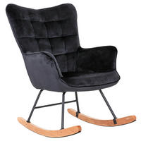 SCHAUKELSESSEL in Samt Schwarz  - Buchefarben/Schwarz, MODERN, Holz/Textil (72/92/92cm) - MID.YOU