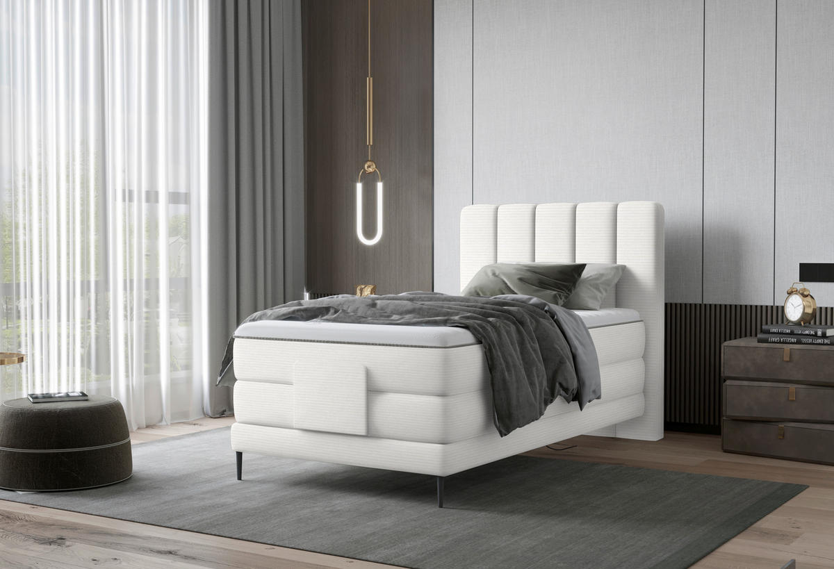 BOXSPRINGBETT 100/200 cm  in Creme  - Creme/Schwarz, Natur, Textil/Metall (100/200cm) - Esposa