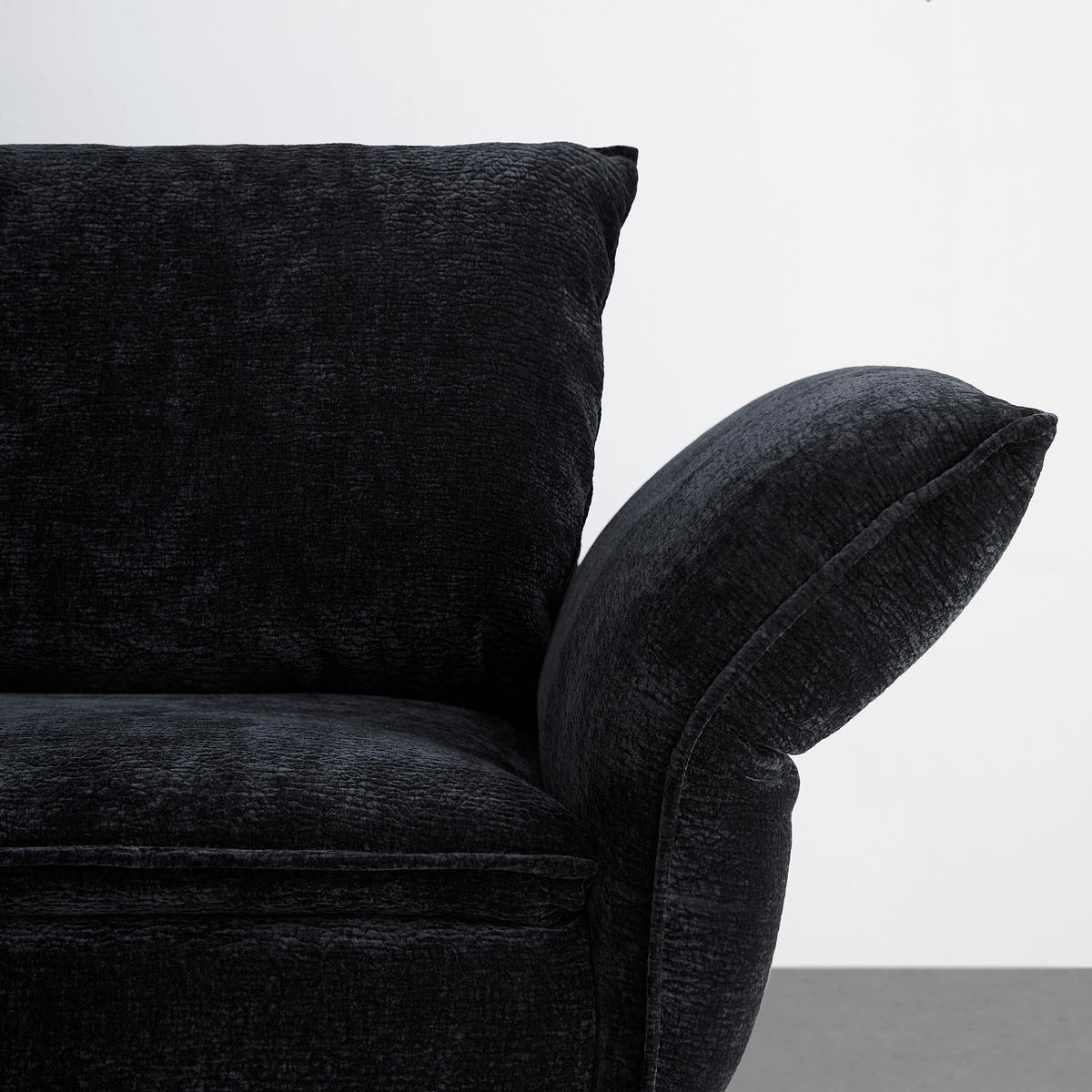 Megasofa Ottawa Svart i flatväv svart  - svart, Modern, metall/textil (272/87/107cm) - Premium Living