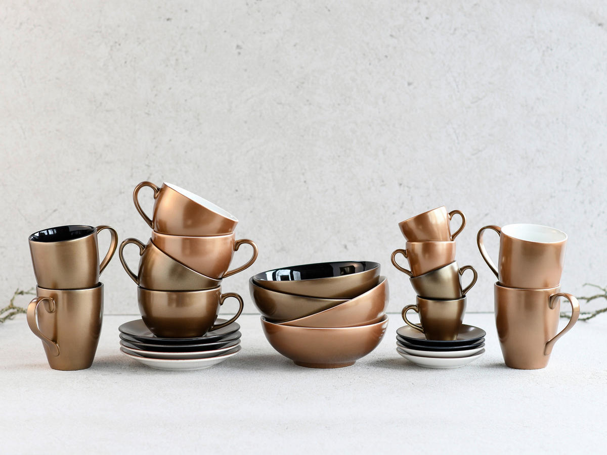 TASSENSET Golden Days black 4-teilig  - Goldfarben/Schwarz, Basics, Keramik - Creatable