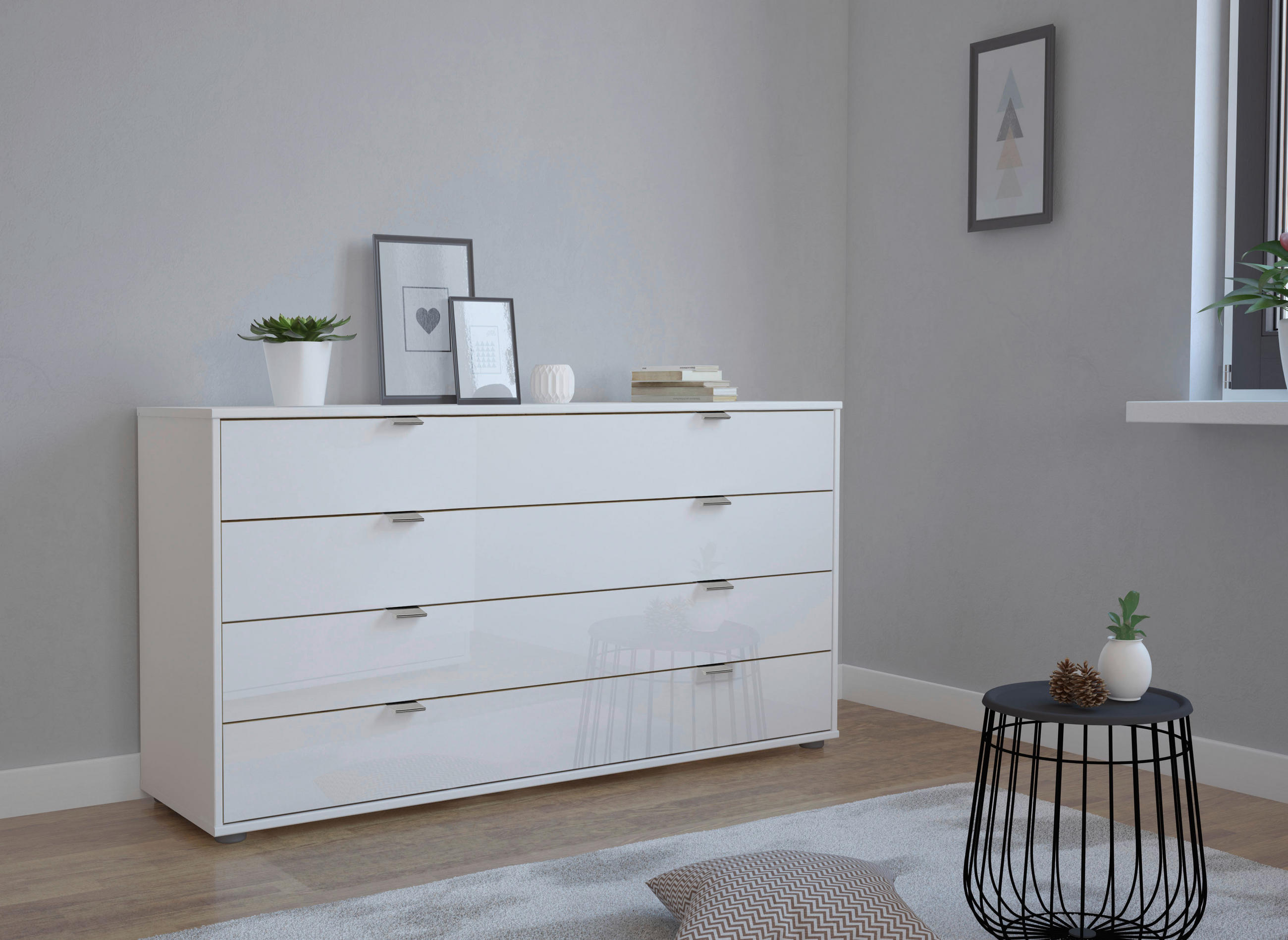 SIDEBOARD  in 141/70/43 cm  - Chromfarben/Schwarz, KONVENTIONELL, Glas/Holzwerkstoff (141/70/43cm) - Dieter Knoll