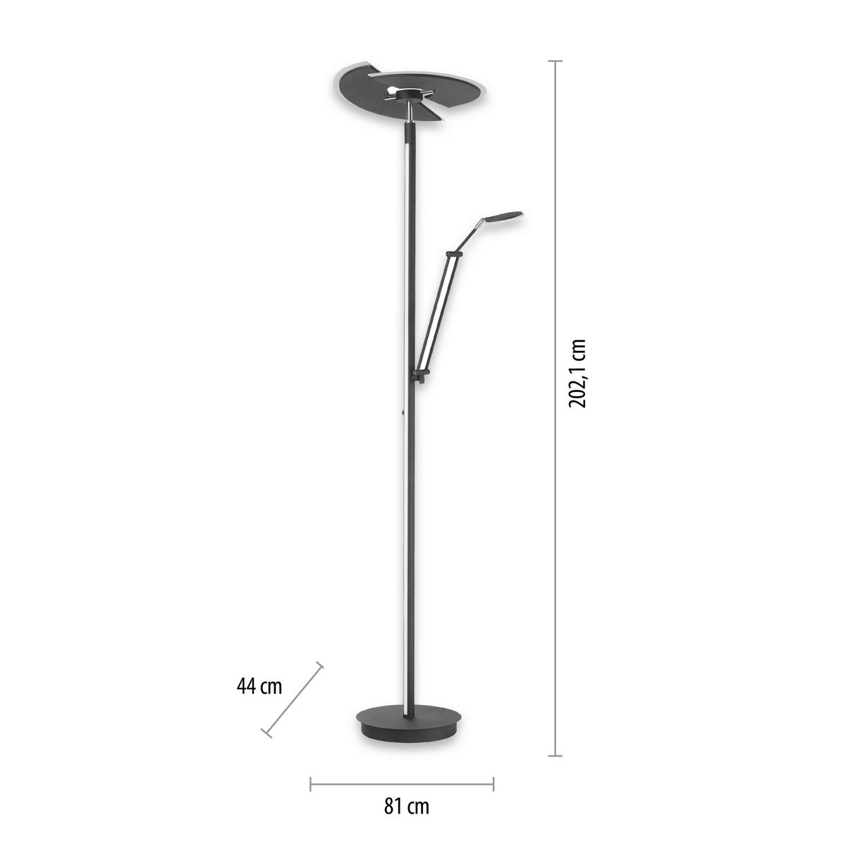 LED STOJACÍ LAMPA, 87/44/202 cm - antracitová, Design, kov/plast (87/44/202cm)