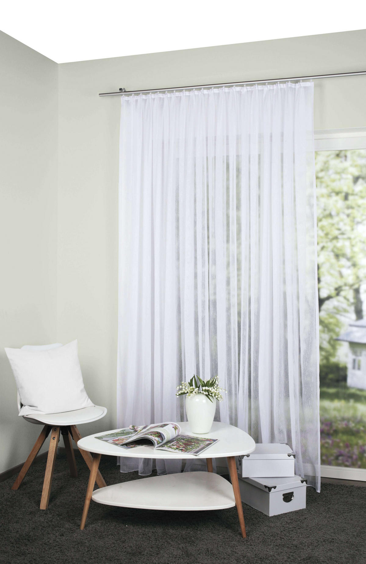 KUSOVÁ ZÁCLONA, 450/120 cm - bílá, Basics, textil (450/120cm) - Schmidt W. Gmbh