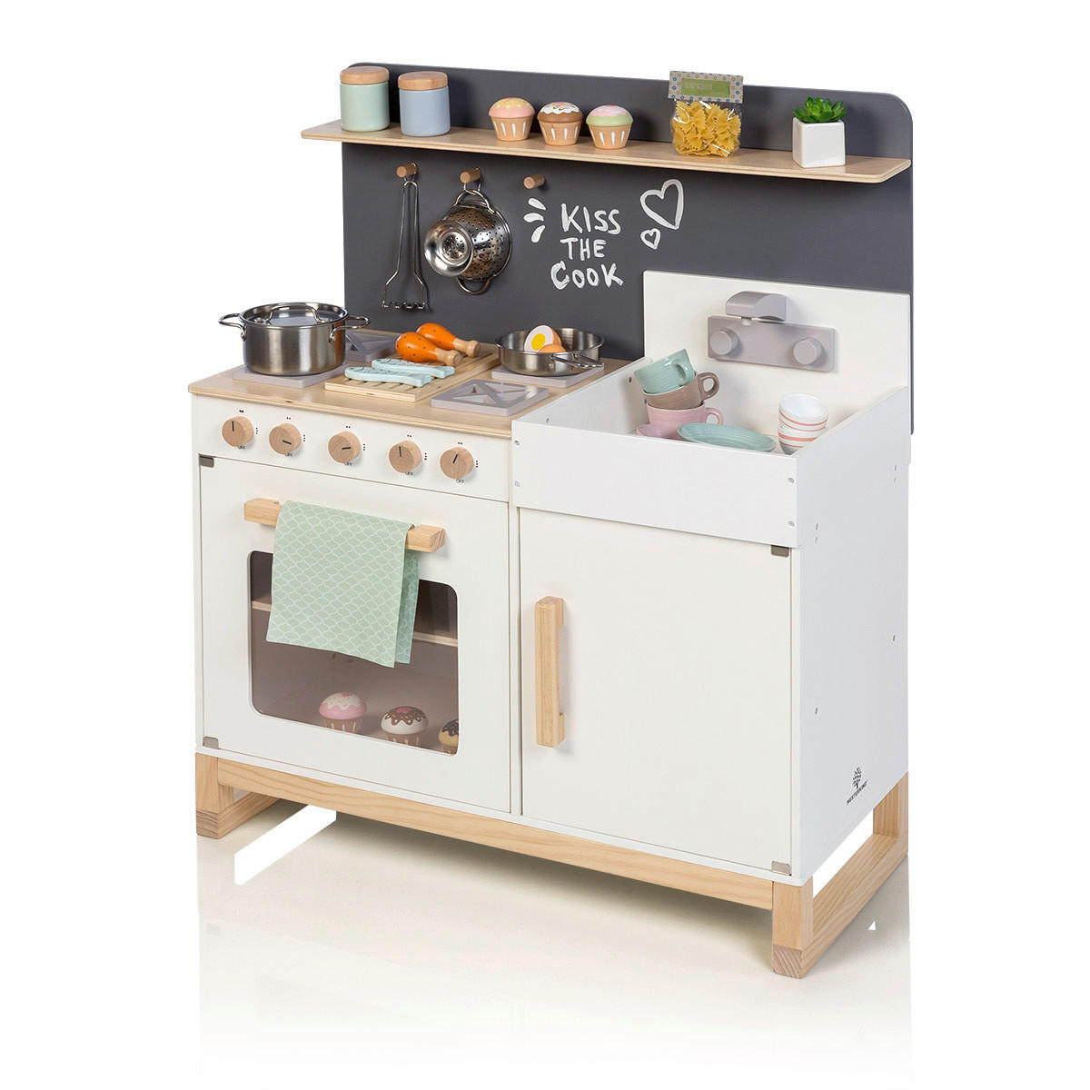 Musterkind Kinderküche Linum Natur, Weiß 36x90x76 cm