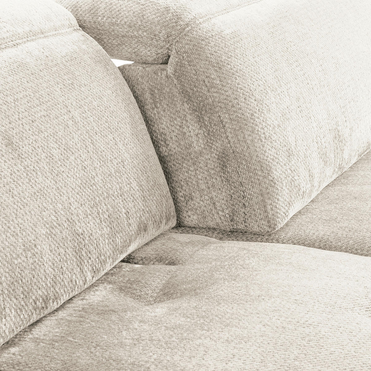 ECKSOFA  Webstoff Weiss  - Weiss/Schwarz, Design, Textil/Metall (195/268cm) - Livetastic