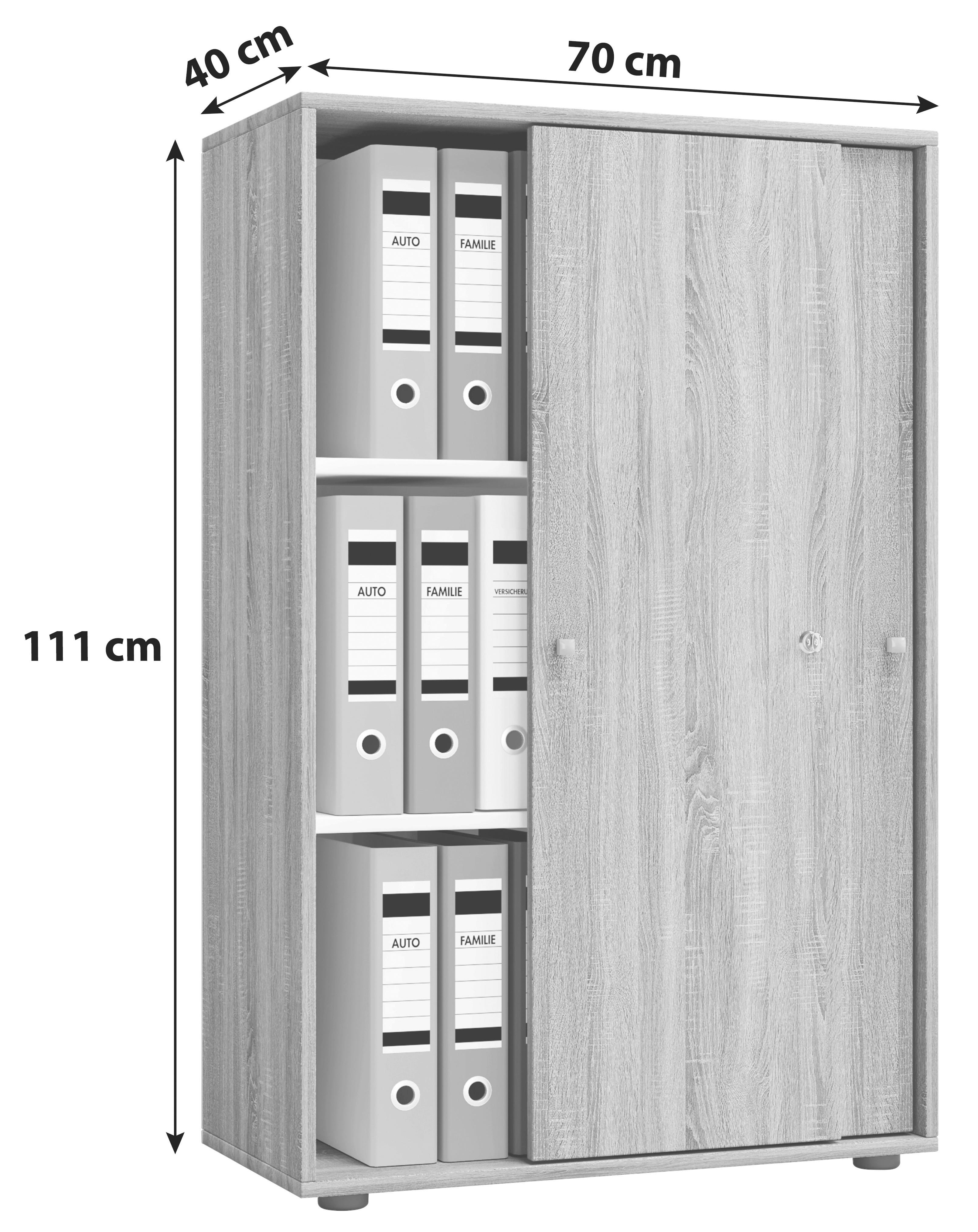 AKTENSCHRANK Grau  - Grau, Basics, Holzwerkstoff (70/111/40cm) - MID.YOU