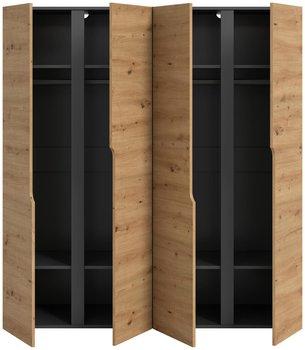 DREHTÜRENSCHRANK 160/180/51 cm,  in Anthrazit, Eiche Artisan, 4-türig  - Anthrazit/Eiche Artisan, MODERN, Holzwerkstoff (160/180/51cm) - MID.YOU