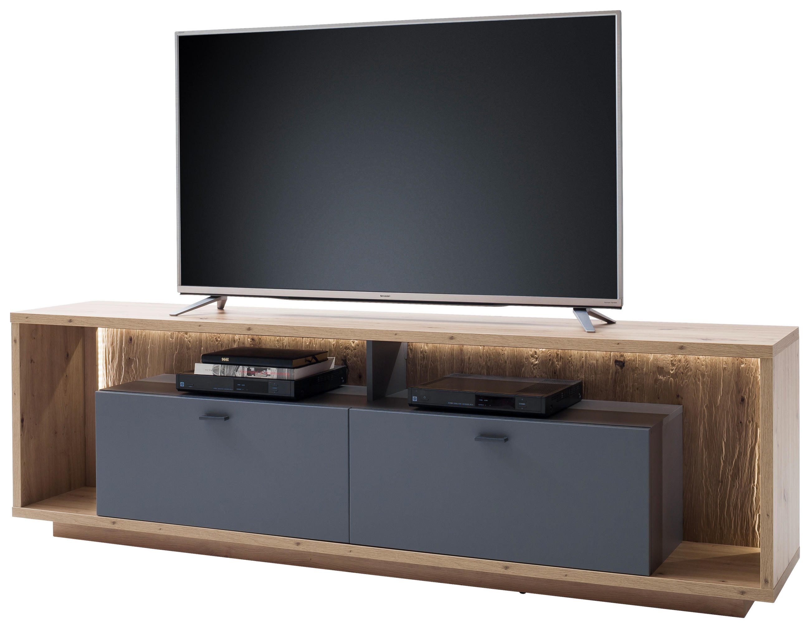 TV-BÄNK 205/63/40 cm - grå/ekfärgad, Design, metall/trämaterial (205/63/40cm) - MID.YOU
