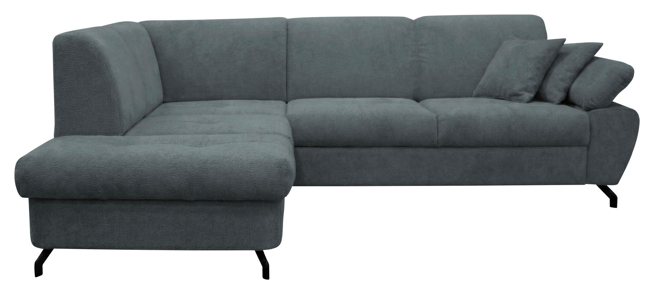 ECKSOFA CORA in Chenille Grau  198/261 cm  - Schwarz/Grau, Design, Textil/Metall (198/261cm) - MID.YOU