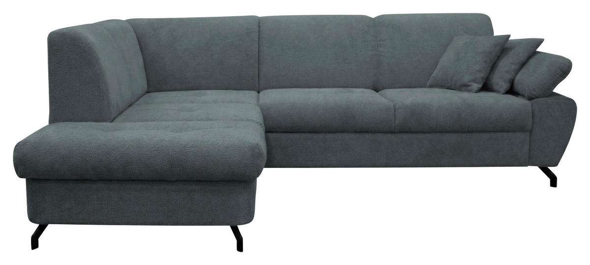 ECKSOFA CORA in Chenille Grau  198/261 cm  - Schwarz/Grau, Design, Textil/Metall (198/261cm) - MID.YOU
