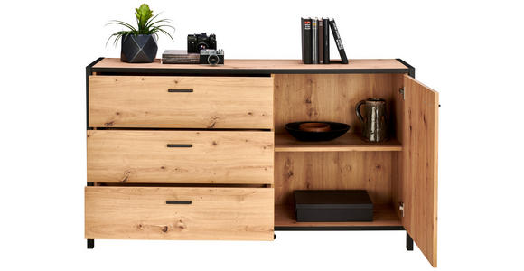 SIDEBOARD Anthrazit, Eichefarben 146/83/40 cm - Eichefarben/Anthrazit, Design, Holzwerkstoff/Metall (146/83/40cm) - Carryhome