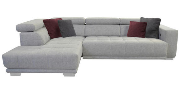 ECKSOFA in Chenille Hellgrau  - Chromfarben/Hellgrau, Design, Textil (207/301cm) - Xora