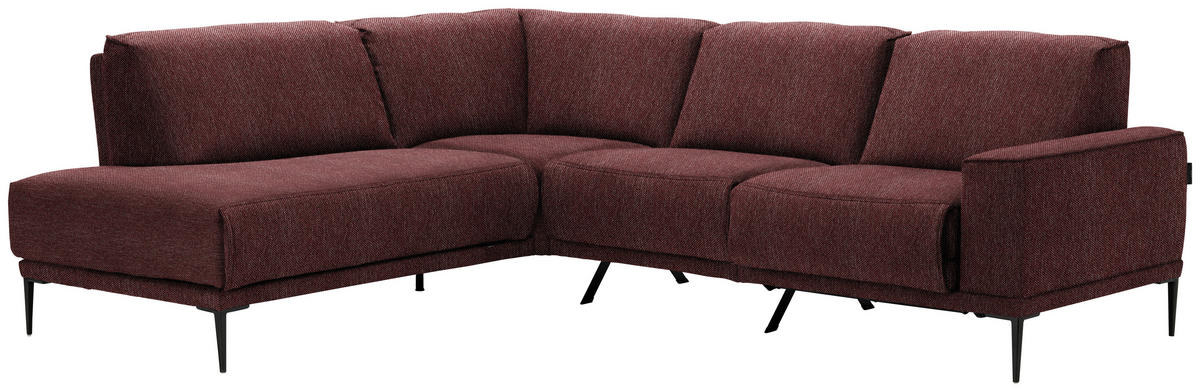 ECKSOFA in Flachgewebe Weinrot  - Weinrot/Schwarz, Design, Textil/Metall (210/260cm) - Johann Jakob