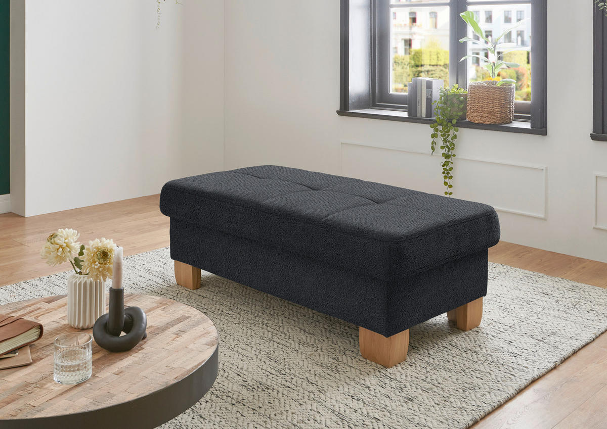 ECKSOFA in Flachgewebe Anthrazit  - Wildeiche/Anthrazit, Natur, Holz/Textil (301/243cm) - Voleo
