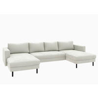 WOHNLANDSCHAFT Struktur Weiss  - Weiss/Schwarz, Modern, Textil/Metall (161/306/161cm) - Trendmanufaktur