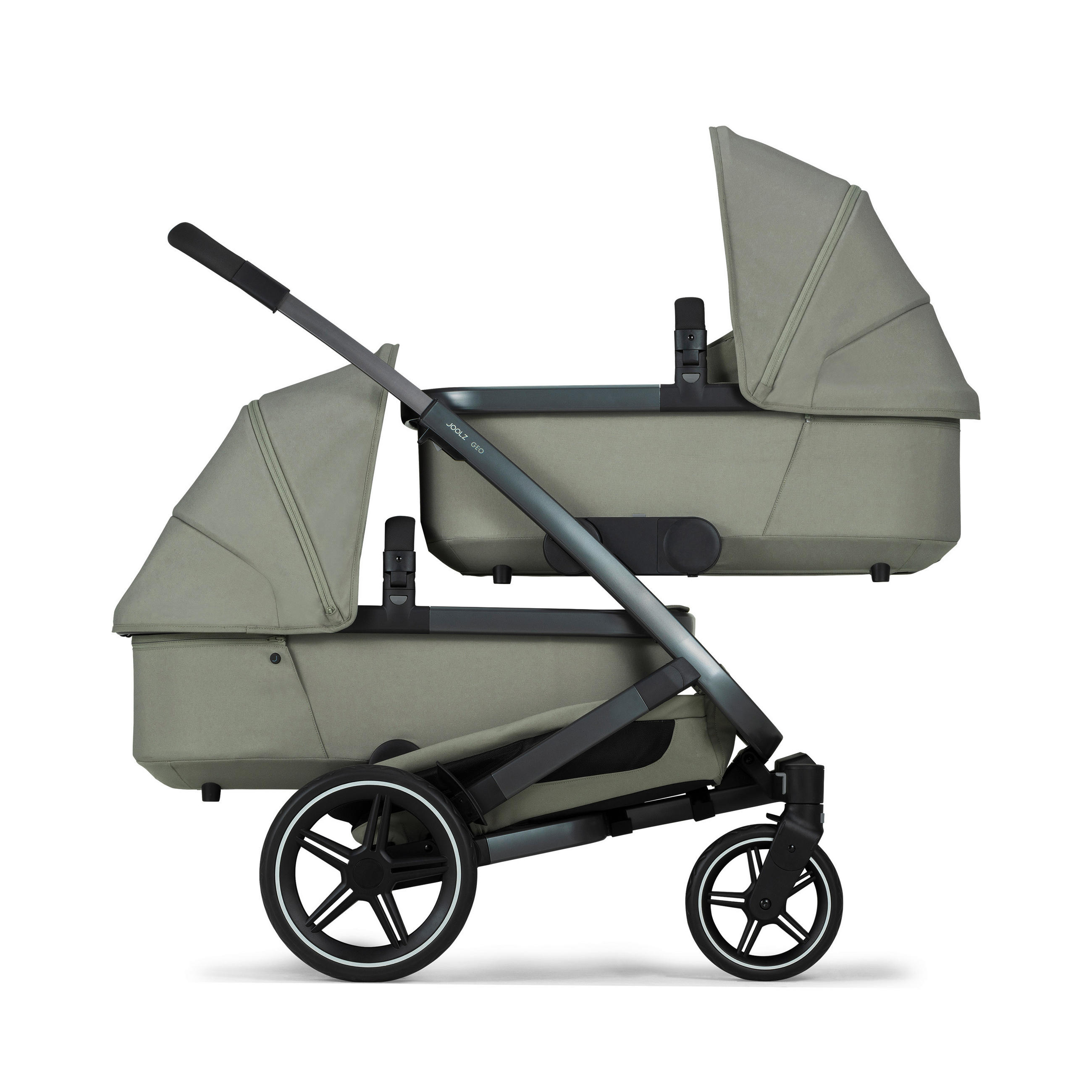 KINDERWAGENSET  Geo3 Twin  Sage Green  - Grau, Basics, Textil/Metall (60/92-113/77-105cm) - Joolz