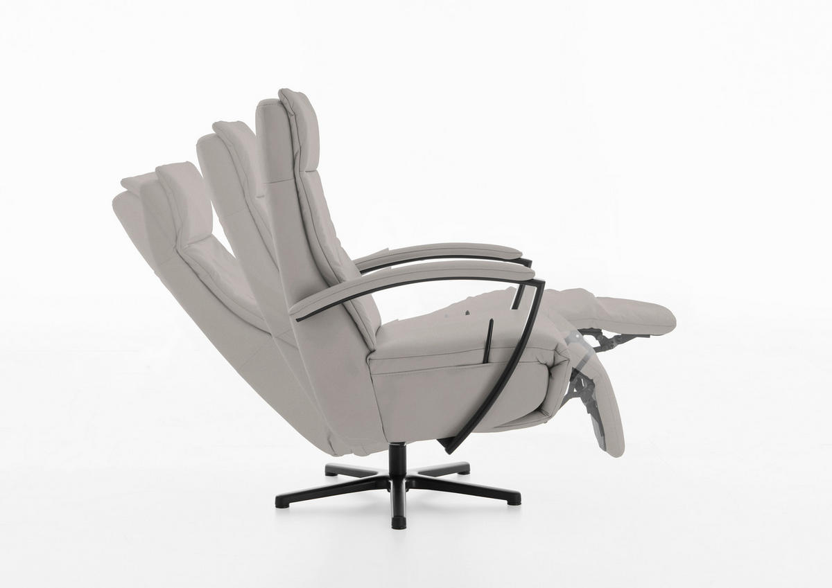 RELAXSESSEL in Leder Hellgrau  - Hellgrau/Schwarz, Design, Leder/Metall (76/112/83cm) - Beldomo Speed