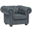 CHESTERFIELD-SESSEL - Wengefarben/Graublau, LIFESTYLE, Holz/Textil (115/76,5/96cm) - Landscape