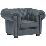 CHESTERFIELD-SESSEL - Wengefarben/Graublau, LIFESTYLE, Holz/Textil (115/76,5/96cm) - Landscape