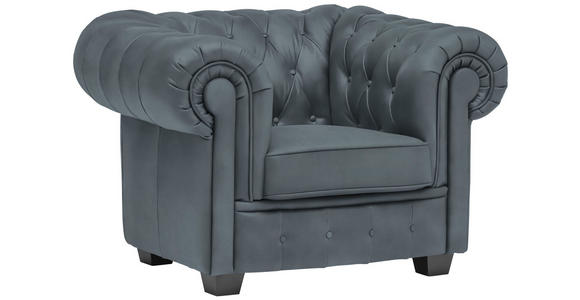 CHESTERFIELD-SESSEL - Wengefarben/Graublau, LIFESTYLE, Holz/Textil (115/76,5/96cm) - Landscape