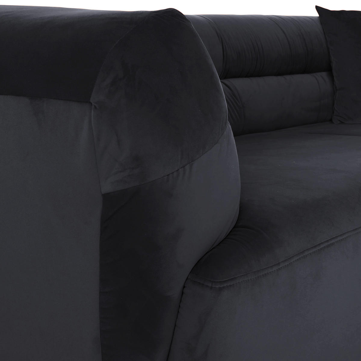BIGSOFA Samt Schwarz  - Schwarz, KONVENTIONELL, Kunststoff/Textil (240/73/100cm) - Carryhome