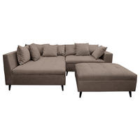 Ecksofa inkl. Hocker in Flachgewebe Braun  - Schwarz/Braun, Design, Holz/Textil (174/247cm) - MID.YOU