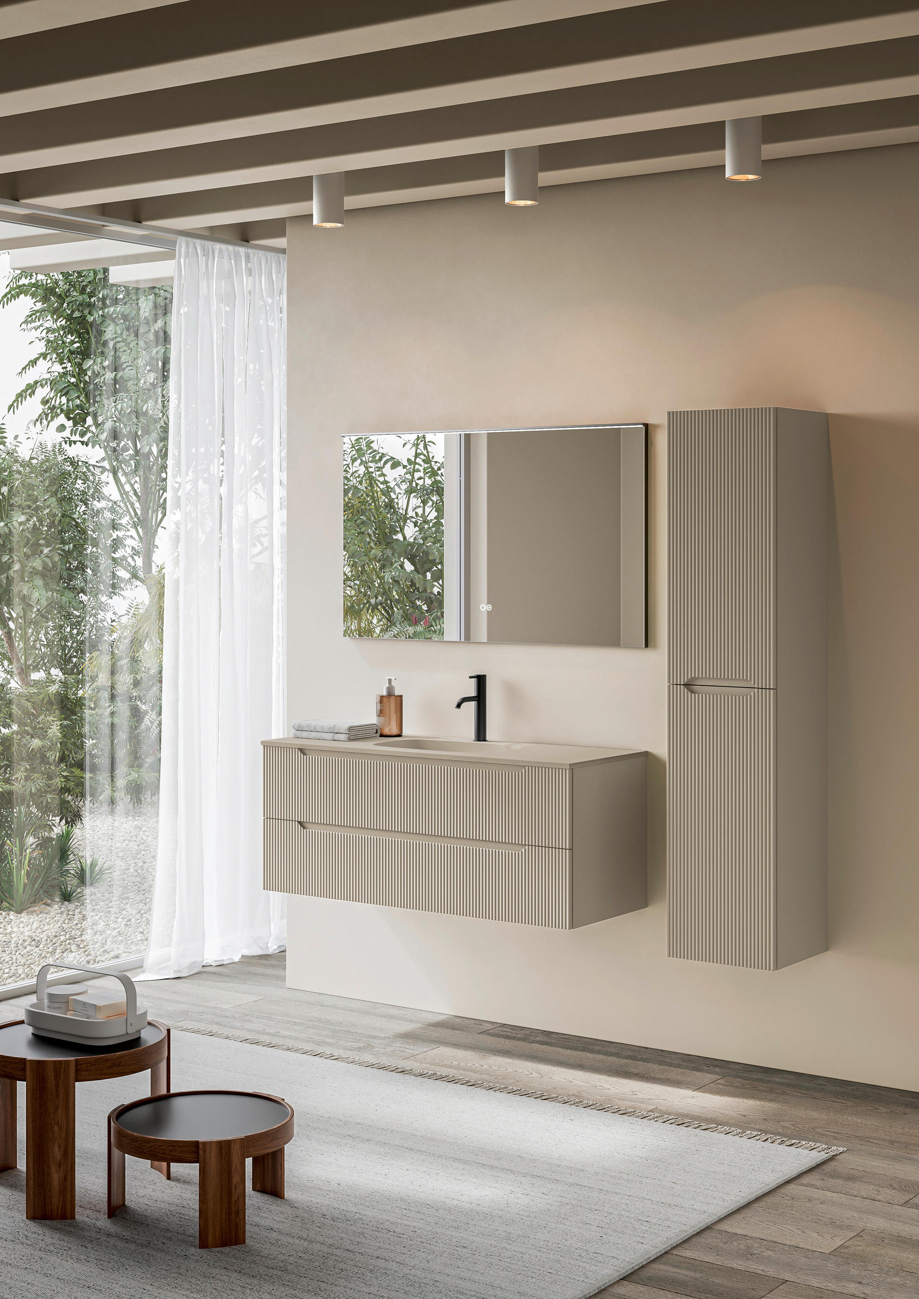 BADEZIMMER 3-teilig  in 120 cm  - Seidengrau/Weiß, KONVENTIONELL, Holzwerkstoff/Stein (120cm) - Belluti