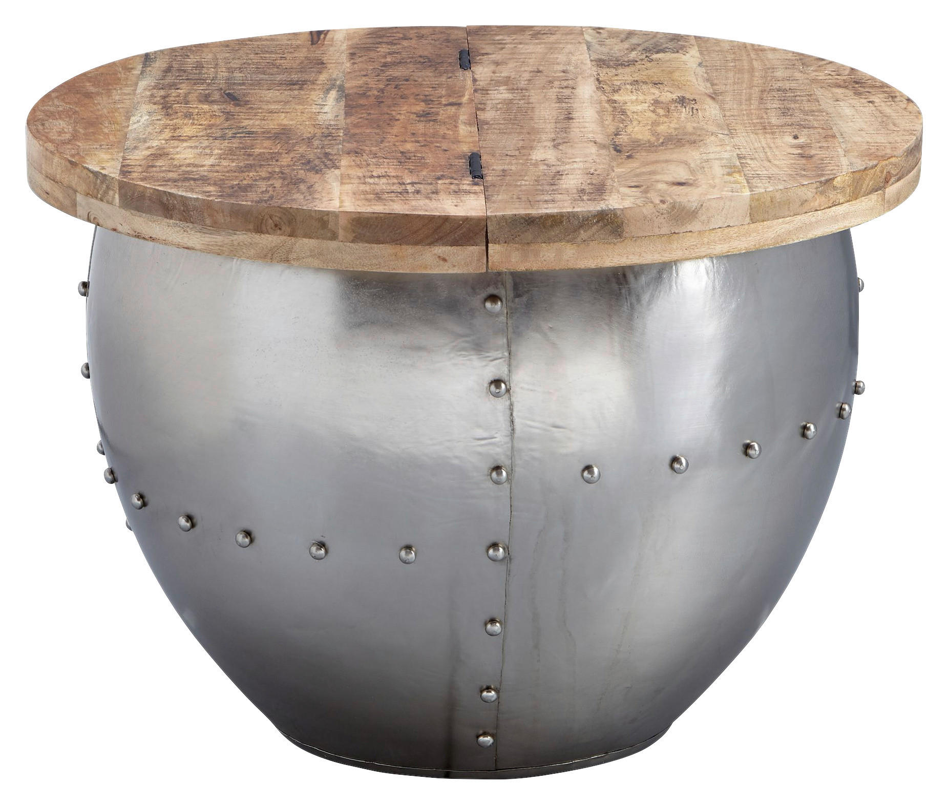 KONFERENČNÍ STOLEK, hnědá, barvy stříbra, dřevo, 60/60/43 cm - barvy stříbra/hnědá, Moderní, kov/dřevo (60/60/43cm) - MID.YOU