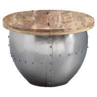 COUCHTISCH Mangoholz massiv 60/60/43 cm rund Braun, Silberfarben  - Silberfarben/Braun, MODERN, Holz/Metall (60/60/43cm) - MID.YOU
