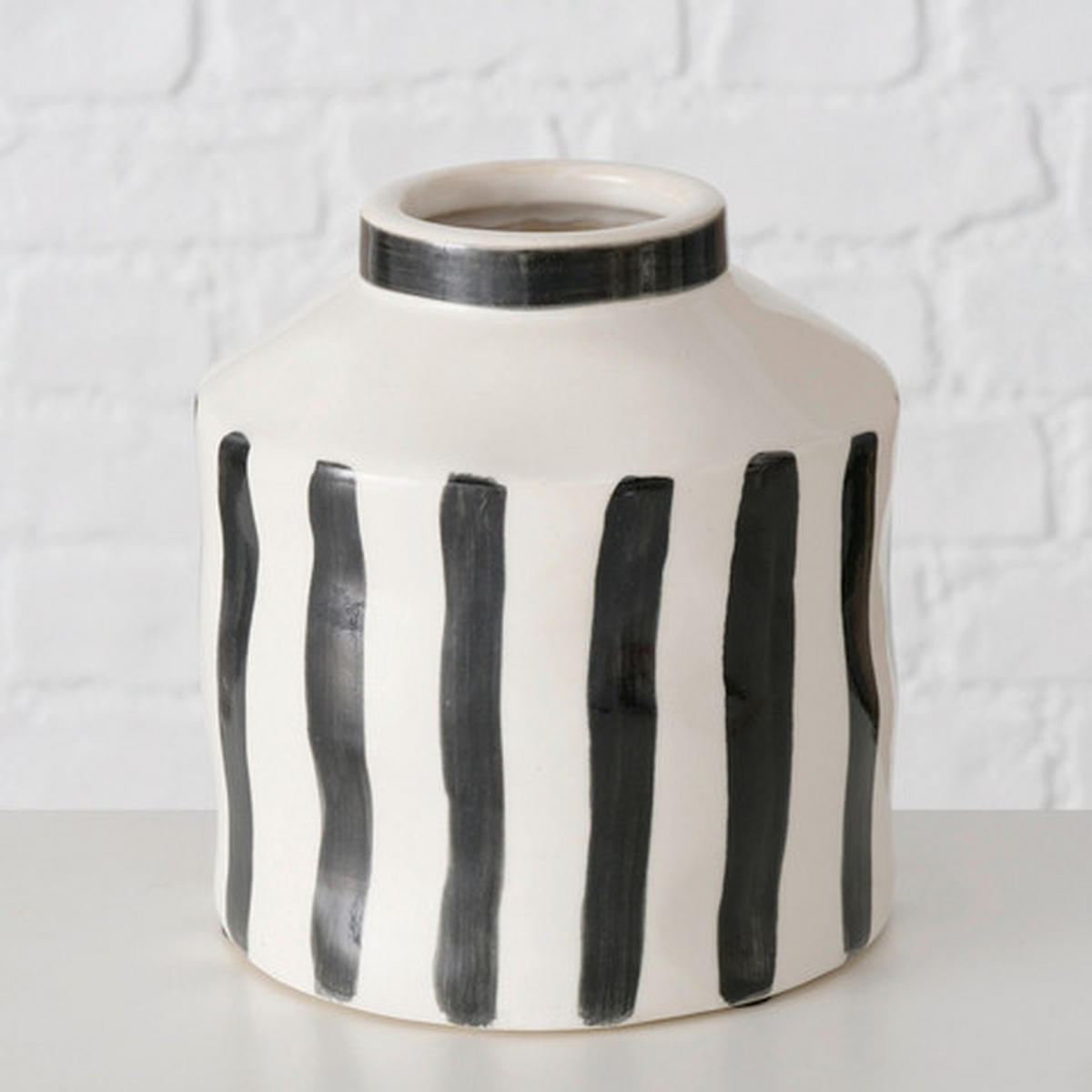 VASE  - Schwarz/Weiß, Basics, Keramik (13/14cm) - Boltze Home