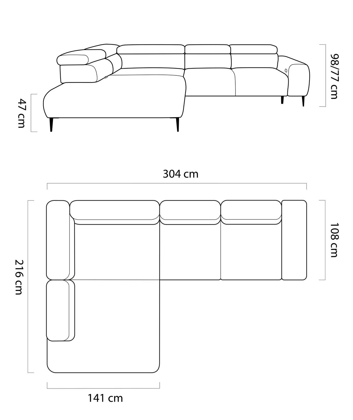 SOFFA i textil ecru  - svart/ecru, Design, metall/textil (304/77/108cm) - Stylife