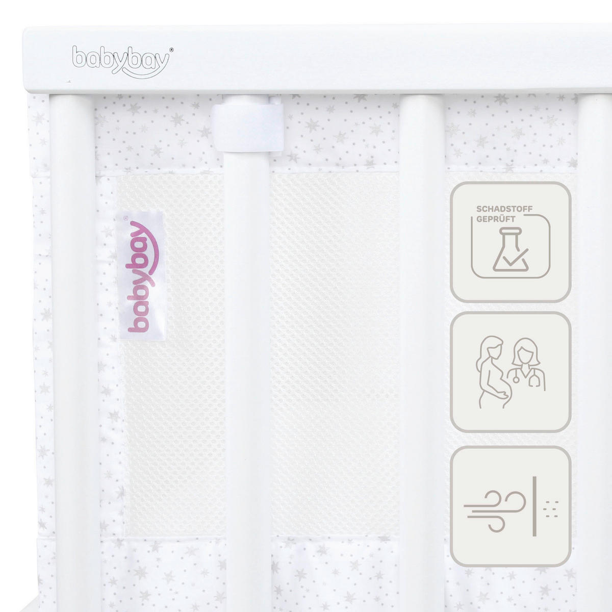 NESTCHEN babybay Nestchen 3D Mesh  - Grauweiß/Weiß, Basics, Naturmaterialien (149/24/2cm) - Tobi