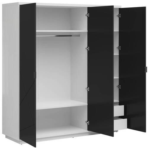 DREHTÜRENSCHRANK in Schwarz, Weiß Hochglanz - Weiß Hochglanz/Schwarz, MODERN, Holzwerkstoff/Metall (180/200,5/56,5cm) - MID.YOU