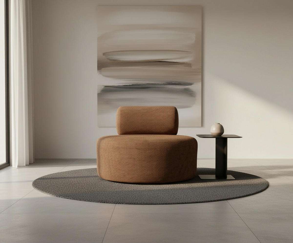 SESSEL in Struktur Terracotta  - Terracotta/Schwarz, Basics, Textil/Metall (88/70/88cm) - Livetastic