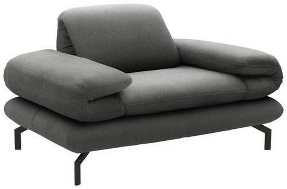SESSEL mit Funktion in Webstoff Grau  - Schwarz/Grau, Design, Textil/Metall (139 (197)/83 (110)/98cm) - LOOKS by W.Joop