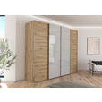 SCHWEBETÜRENSCHRANK 271/235/68 cm 4-türig Grau, Eiche Artisan  - Chromfarben/Eiche Artisan, KONVENTIONELL, Glas/Holzwerkstoff (271/235/68cm) - Novel