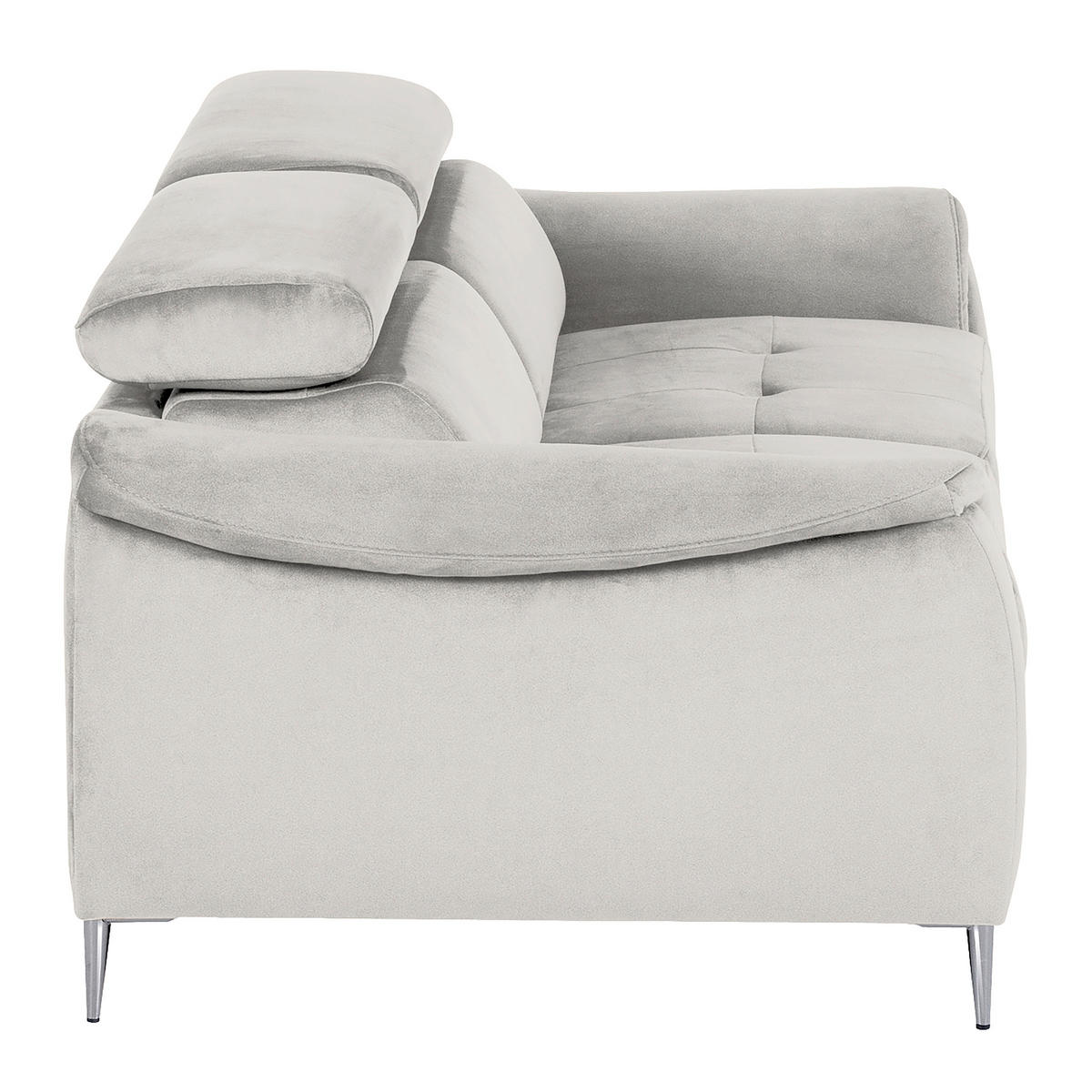 SCHLAFSOFA Samt Hellgrau  - Chromfarben/Hellgrau, Design, Textil/Metall (203/77-98/103cm) - MID.YOU