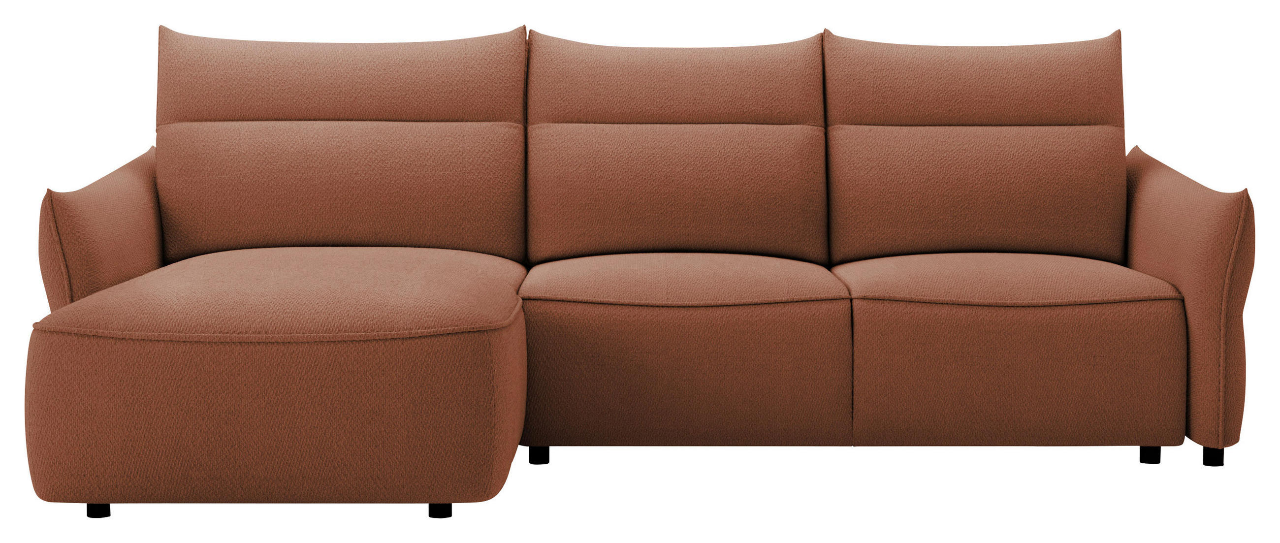 ECKSOFA Rostfarben Webstoff Rückenkissen, Bettkasten, Schlaffunktion, Rücken echt, Liegefläche im Originalstoff  - Rostfarben/Schwarz, KONVENTIONELL, Kunststoff/Textil (179/306cm) - Milino