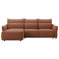 ECKSOFA Rostfarben Webstoff Rückenkissen, Bettkasten, Schlaffunktion, Rücken echt, Liegefläche im Originalstoff  - Rostfarben/Schwarz, KONVENTIONELL, Kunststoff/Textil (179/306cm) - Milino