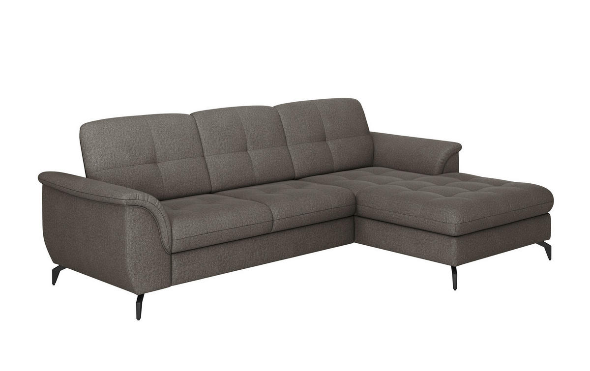 ECKSOFA ZORA E Graphitfarben Flachgewebe  - Schwarz/Graphitfarben, MODERN, Textil/Metall (262/164cm) - Sit & More