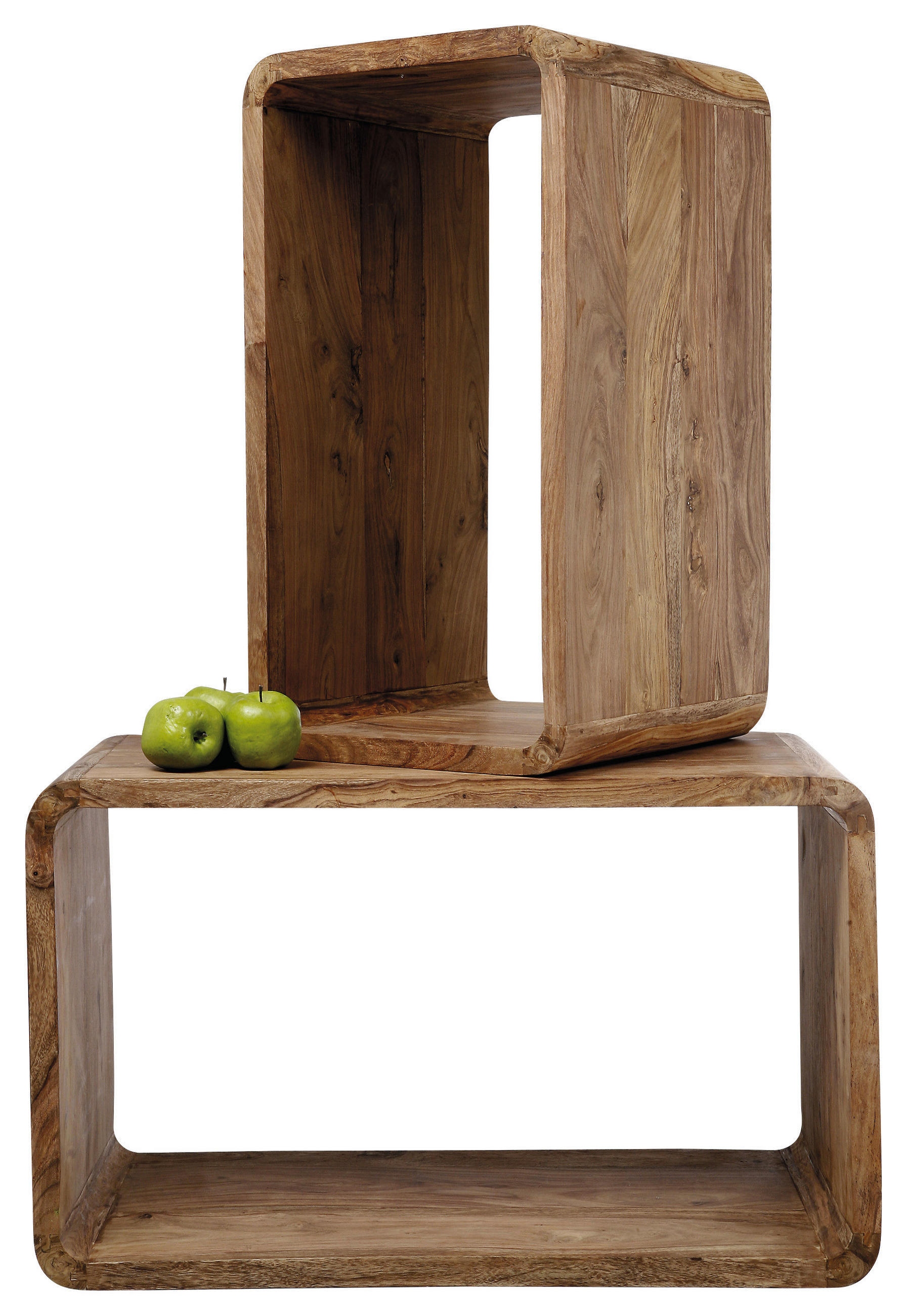 WANDREGALSET 2-teilig Mangoholz massiv Naturfarben  - Naturfarben, Design, Holz (48/80/40cm) - Kare-Design