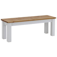 SITZBANK 130/46/40 cm Weiß, Laugenfarbig Kiefer massiv  - Laugenfarbig/Weiß, ROMANTIK / LANDHAUS, Holz (130/46/40cm) - Boxxx