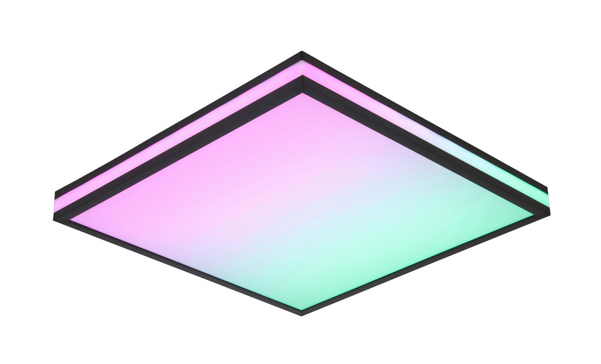 STROPNÉ LED SVIETIDLO, 45/45/7,5 cm - čierna/biela, Lifestyle, kov/plast (45/45/7,5cm) - Novel