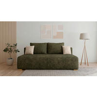 SCHLAFSOFA MOSS Dunkelgrün, Beige  inkl. Rückenkissen, Schlaffunktion, Stauraum  - Dunkelgrün/Beige, Design, Holzwerkstoff/Kunststoff (200/90/100cm) - MID.YOU