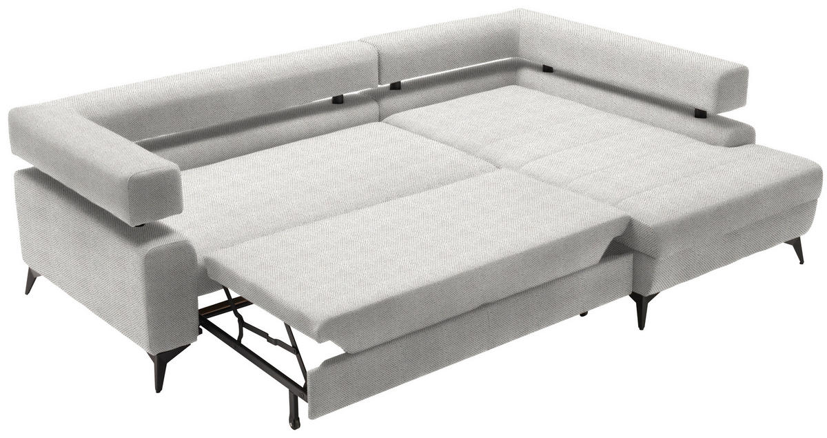 ECKSOFA in Chenille Creme  - Creme/Schwarz, Konventionell, Textil/Metall (265/184cm) - Hom`in