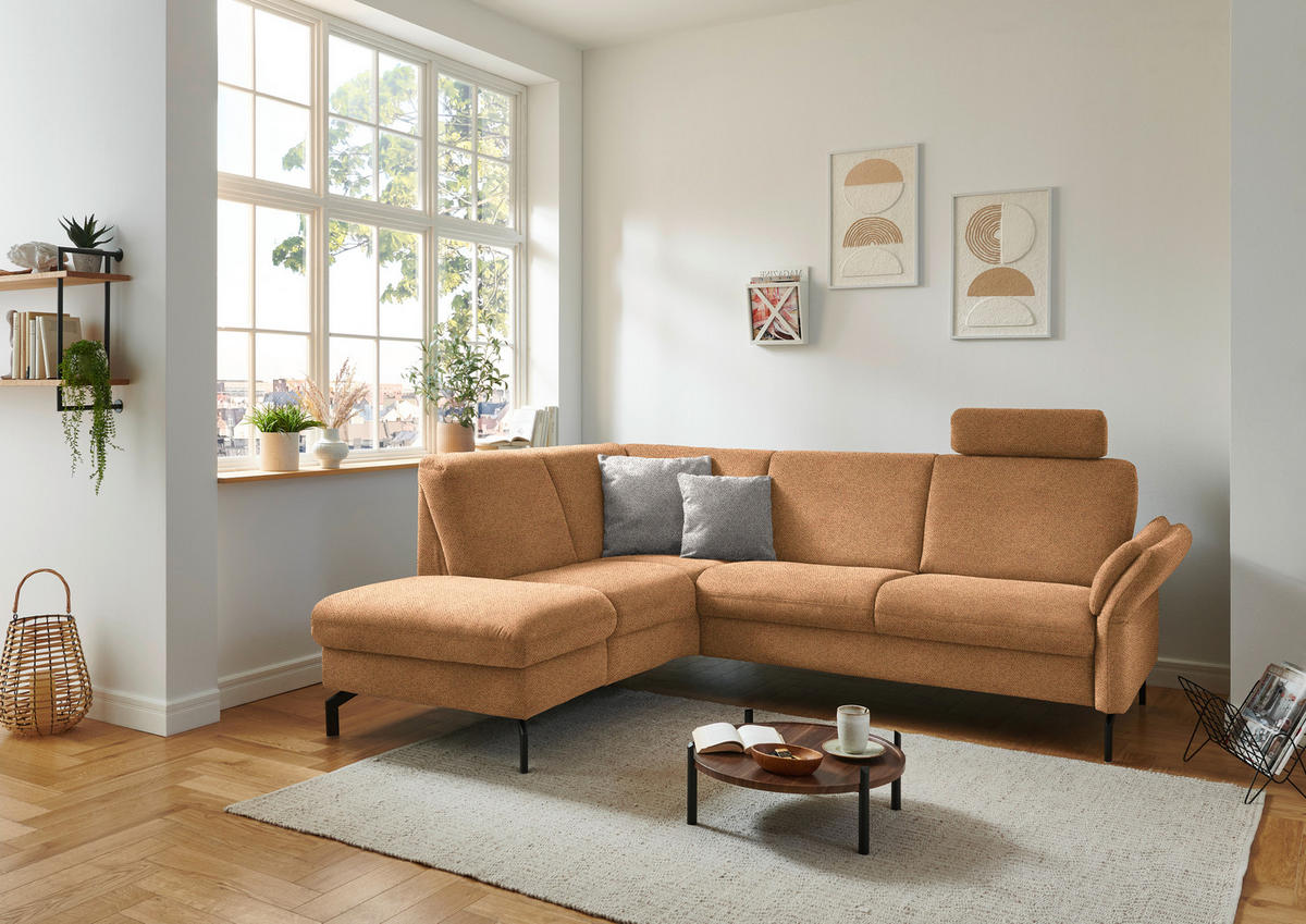 ECKSOFA in Flachgewebe Gelb  - Gelb/Schwarz, Konventionell, Textil/Metall (190/241cm) - Beldomo Comfort